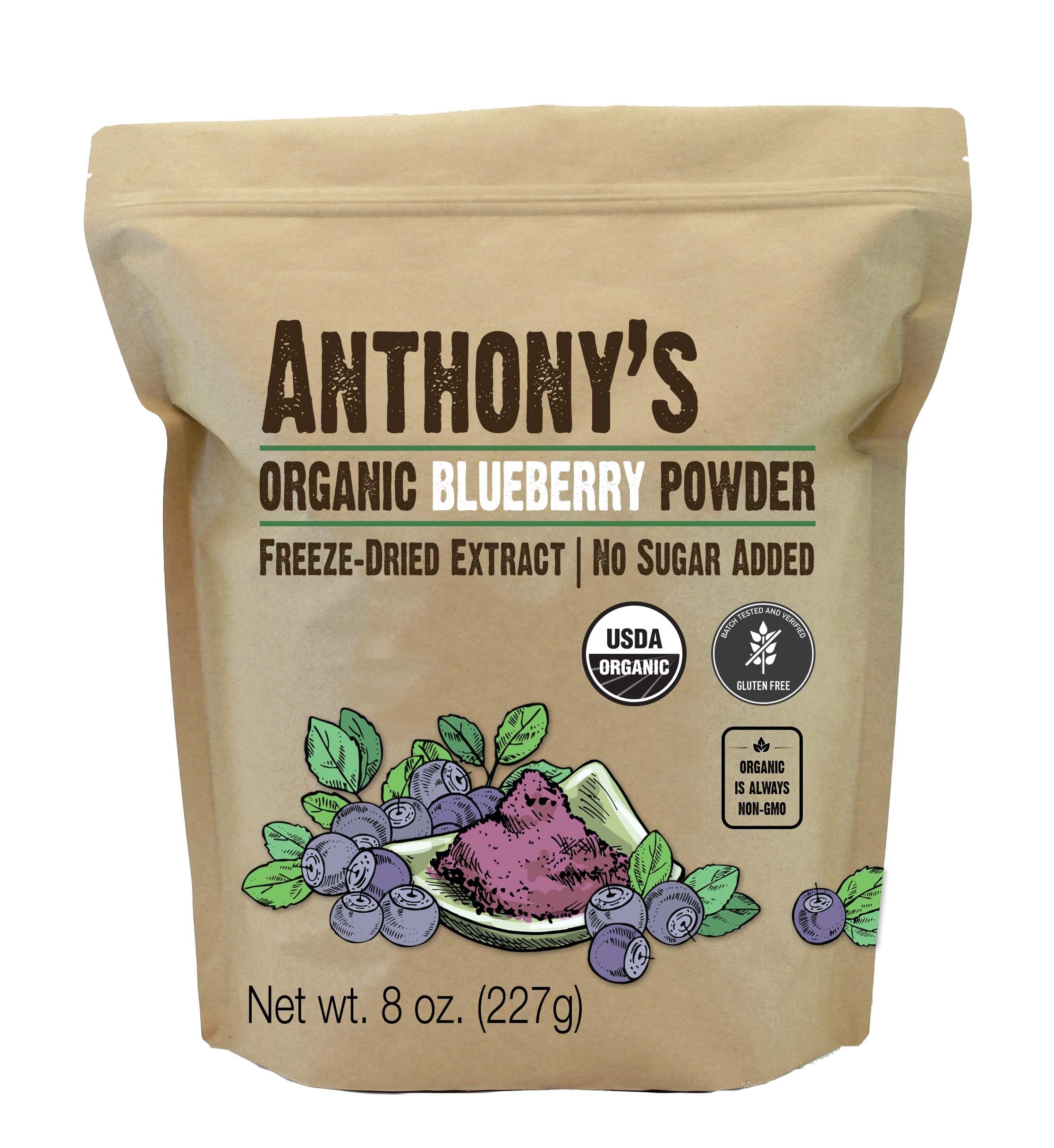 Anthony's front packaging showing 8 oz pouch and label, clear product identity and benefits