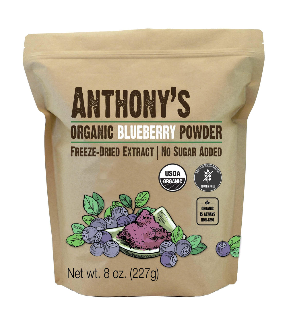 Anthony's front packaging showing 8 oz pouch and label, clear product identity and benefits