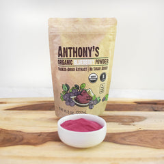 Anthony's blueberry powder blended into a smoothie offering vibrant color and natural taste