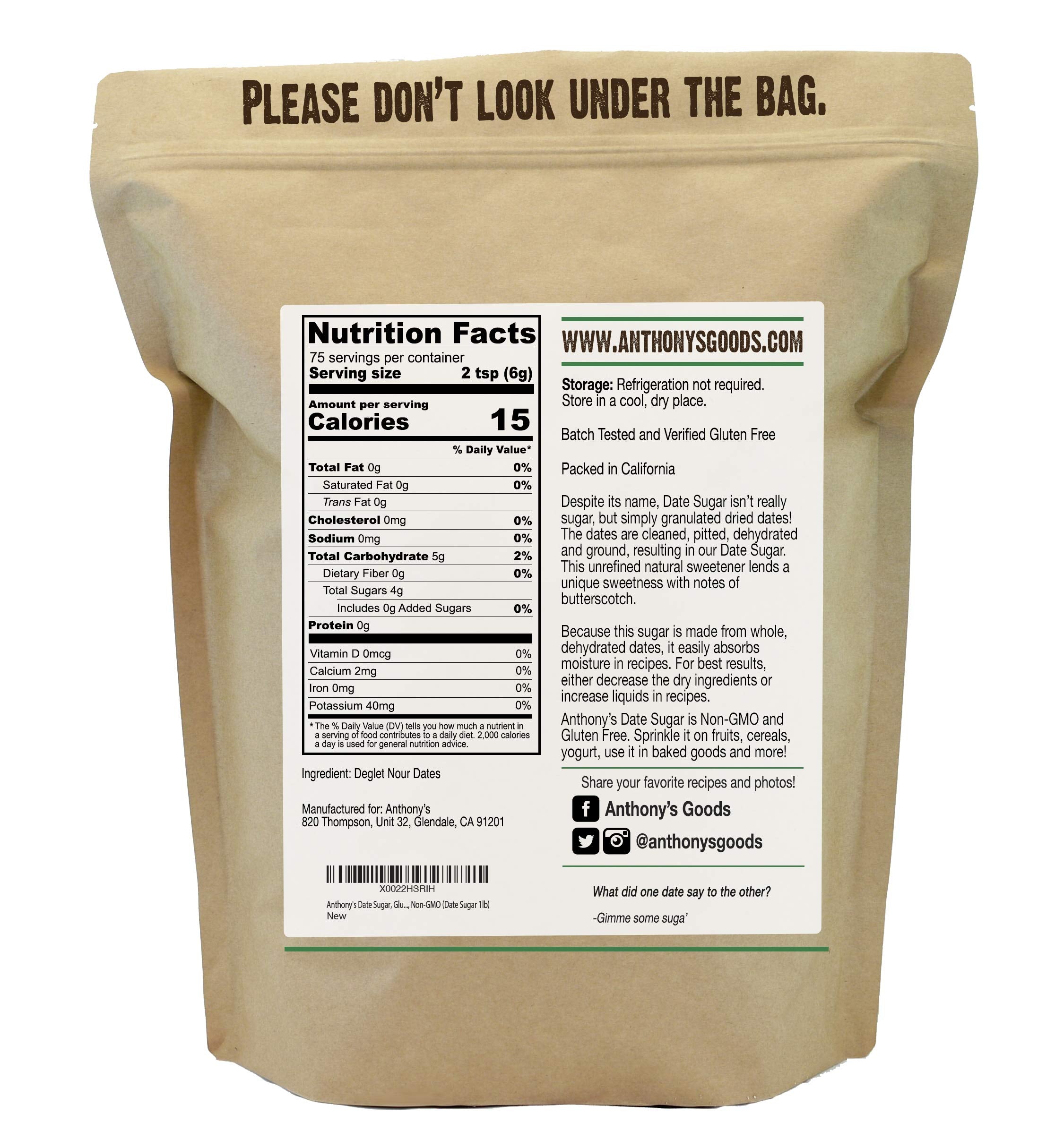 Anthony's close-up of granulated date sugar texture highlighting natural fibers