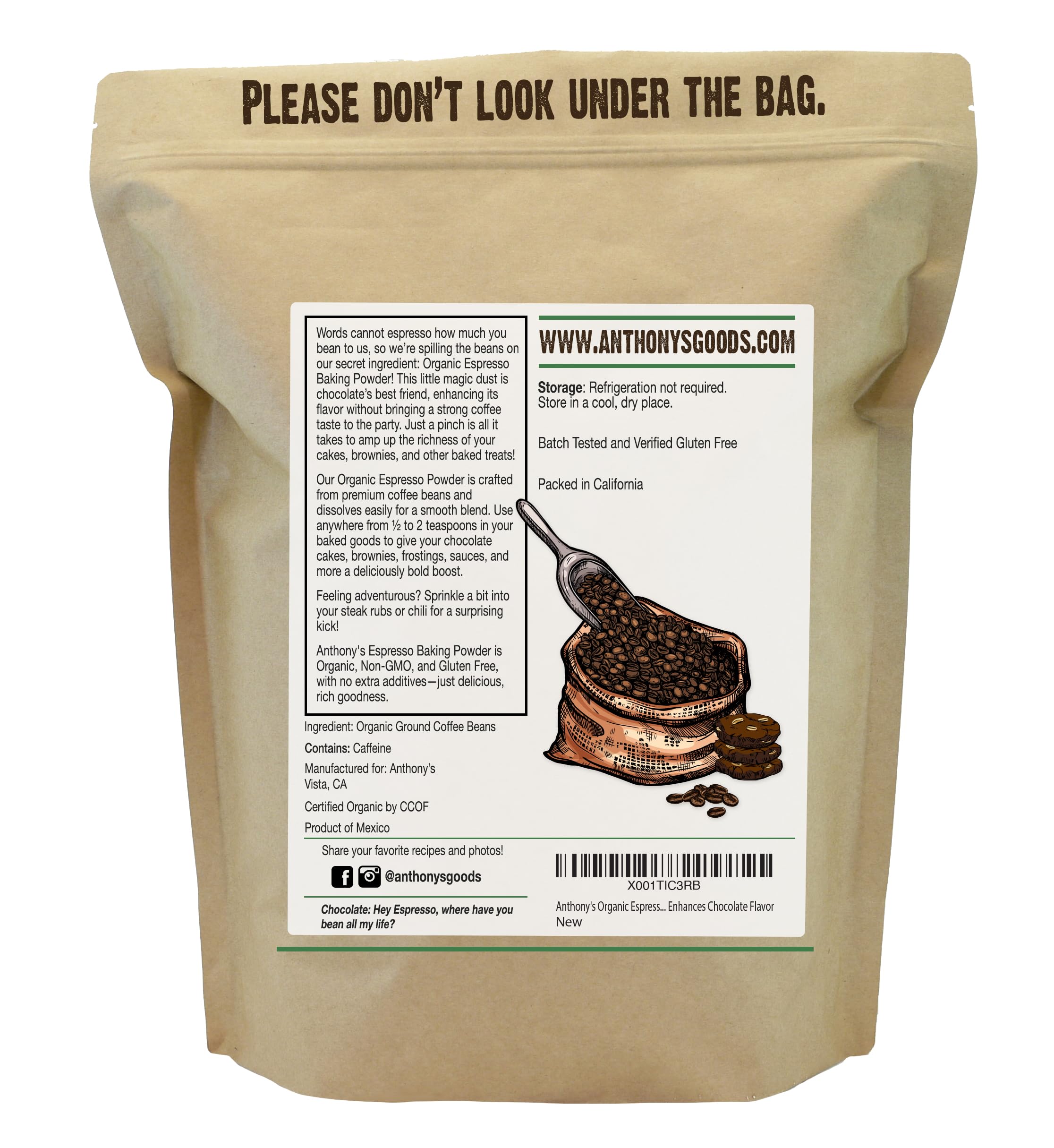 Anthony's close-up of fine espresso powder texture, dissolves easily for even flavor