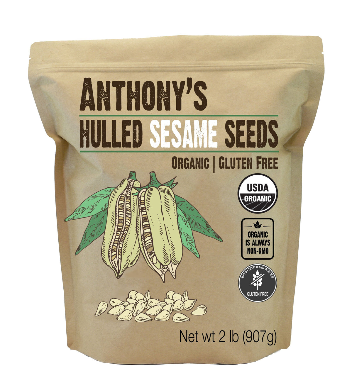 Anthony's front packaging 2 lb bag showing organic label and convenience