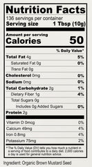 Anthony's mustard seeds on measuring spoon showing bulk quantity and portioning benefit
