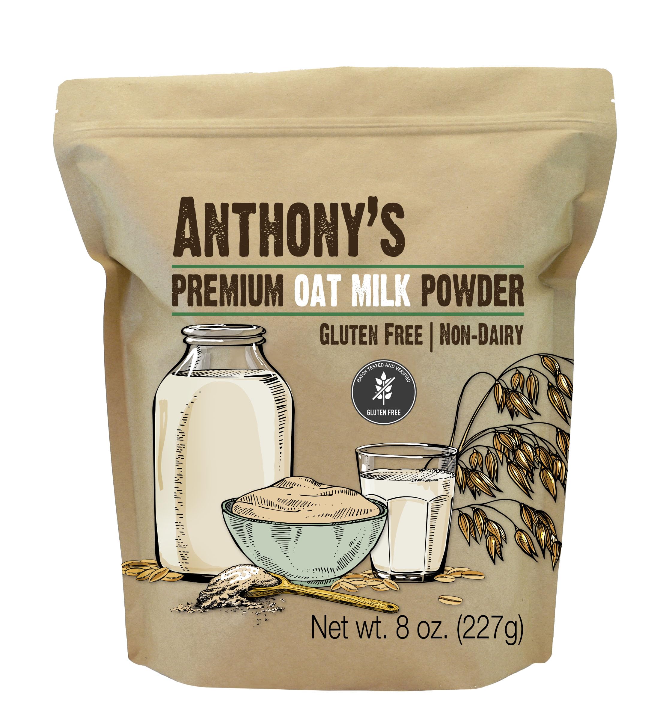 Anthony's front pouch view showing clean-label oat milk convenience