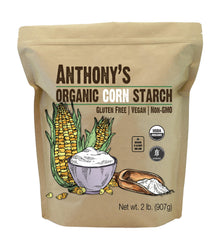 Anthony's front packaging showing organic corn starch and certifications for clear pantry identification