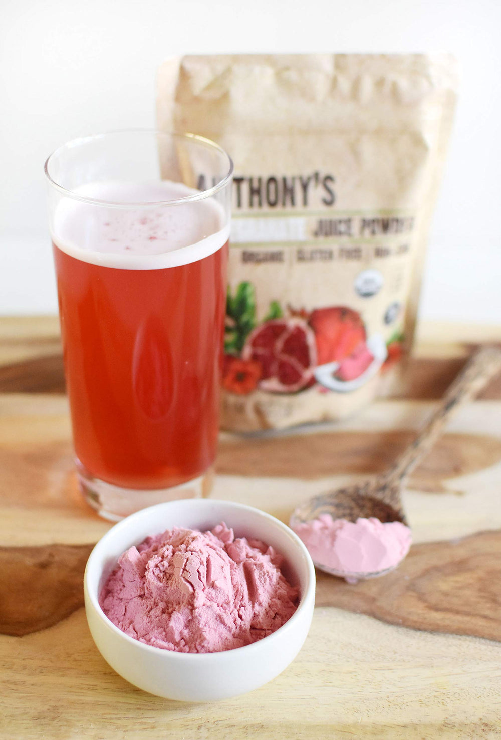 Anthony's powder sprinkled on yogurt highlighting natural color and taste enhancement