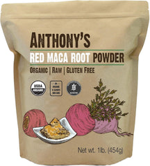 Anthony's front packaging showing organic red maca for pantry convenience