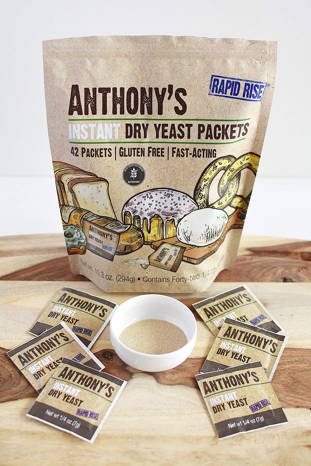 Anthony's packets in hand to demonstrate portion size and quantity