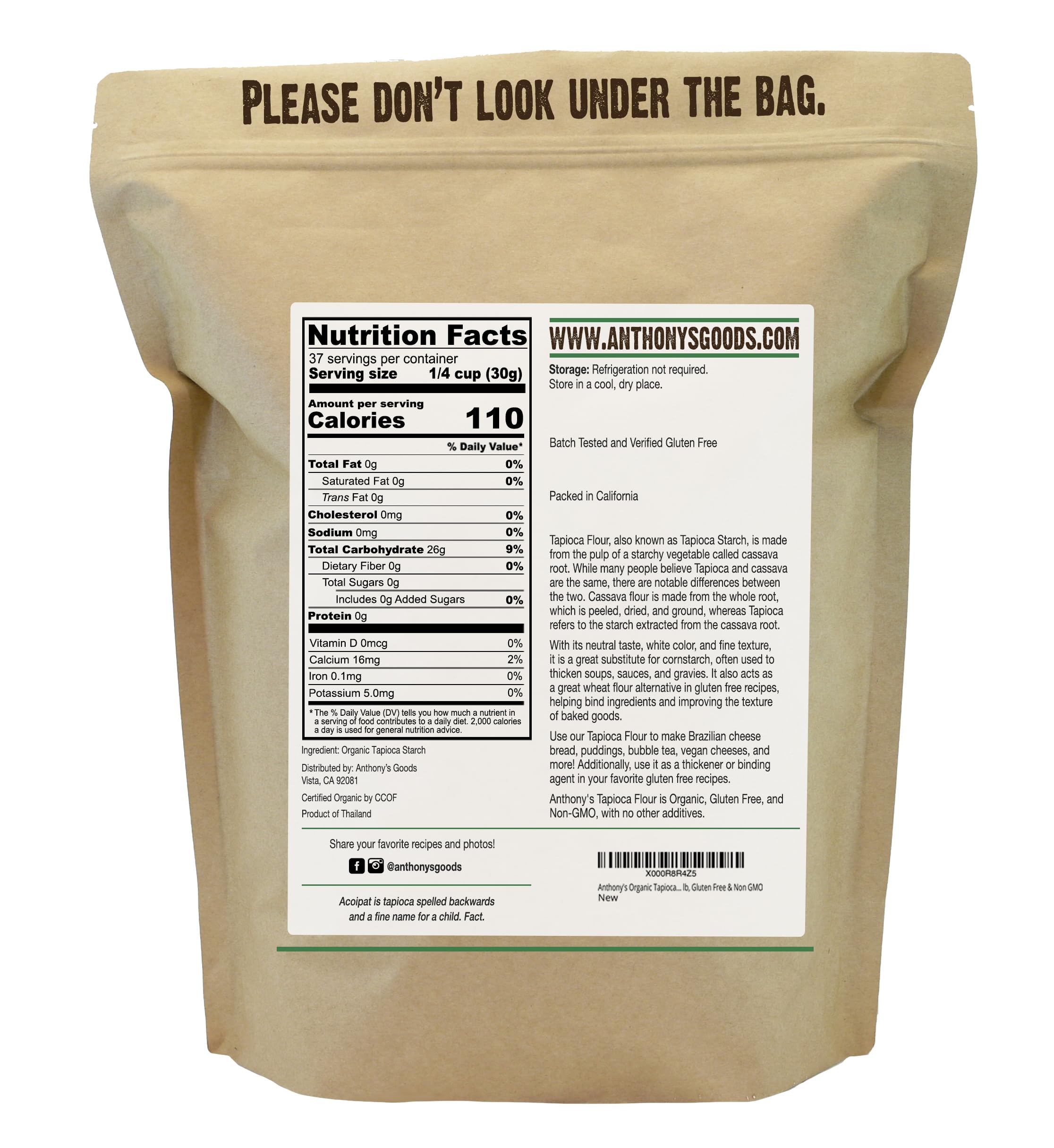Close-up of Anthony's tapioca fine powder texture, illustrating smooth blendability