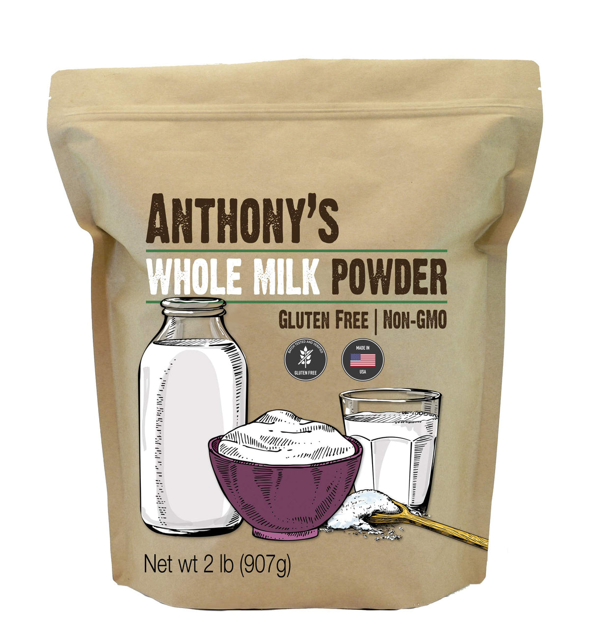 Anthony's front packaging showing 2 lb bag and clear labeling for pantry convenience