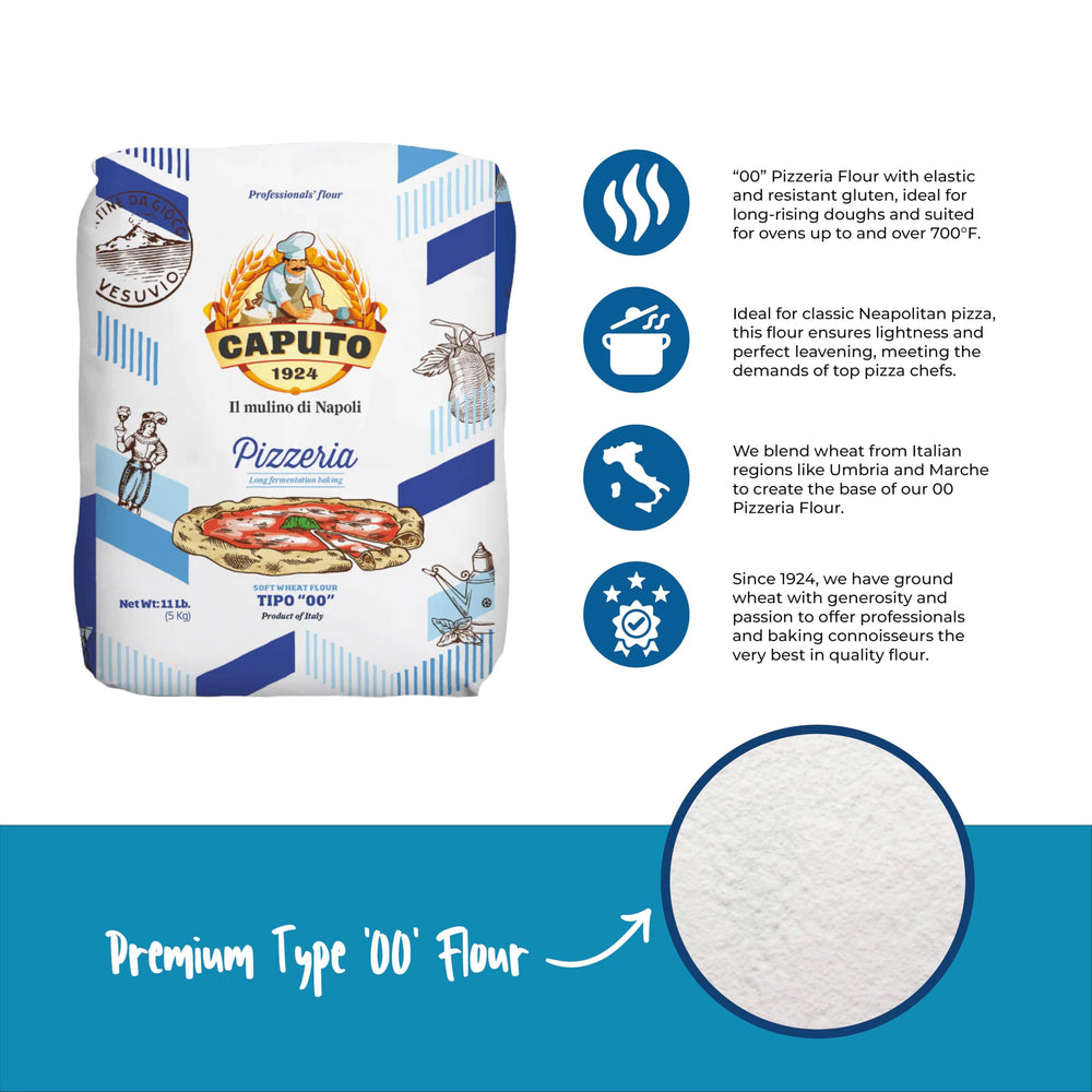 Antimo Caputo bag label detail showing origin Naples and professional pizza use