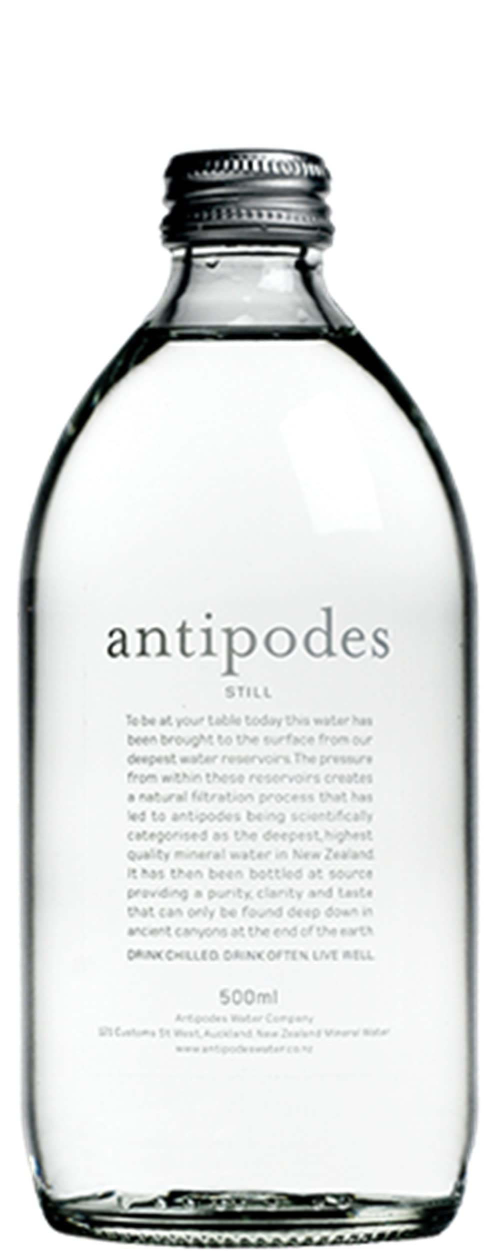 Antipodes glass bottles front pack showing elegant presentation and premium purity