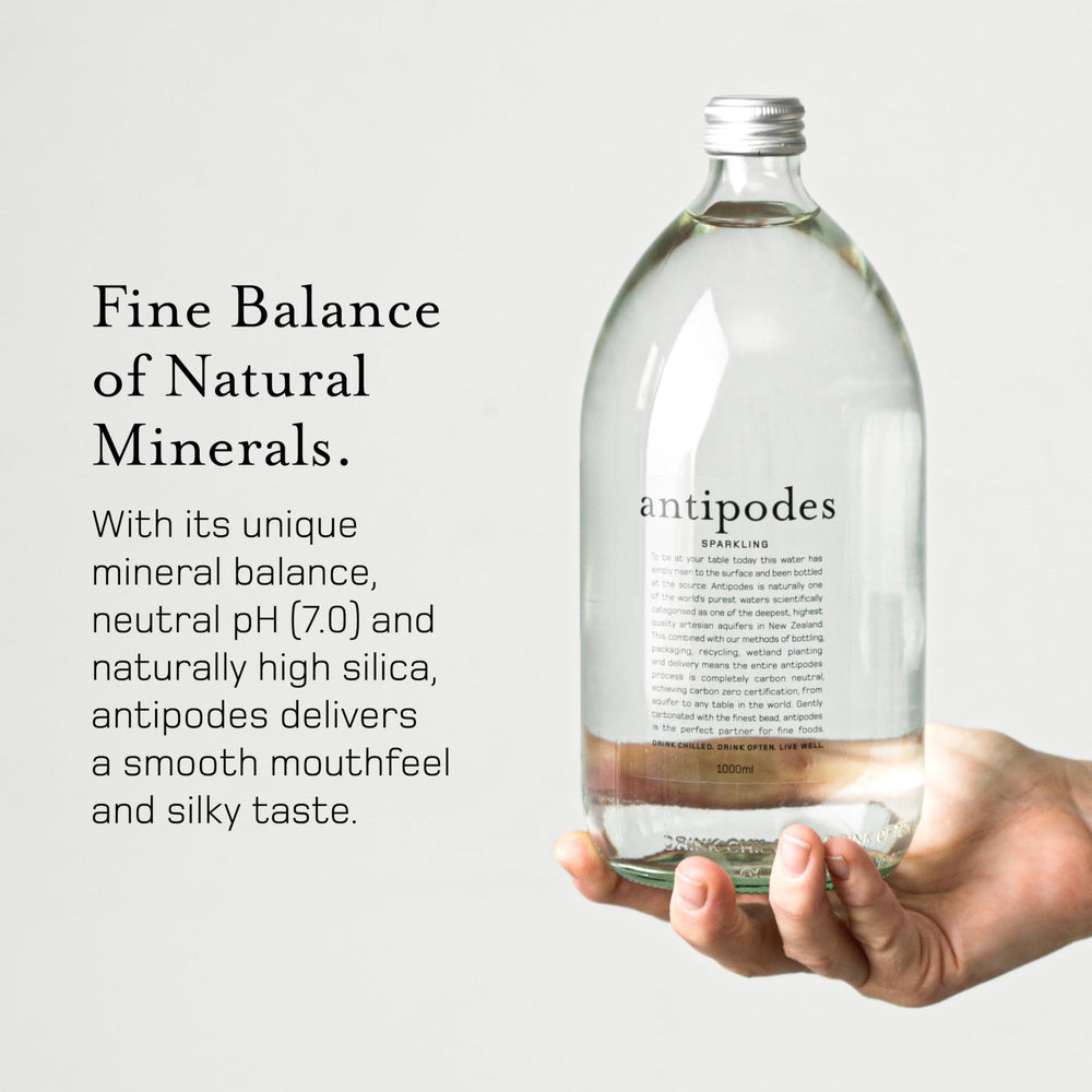 Antipodes water served over ice in a crystal glass showing crisp refreshment and clarity