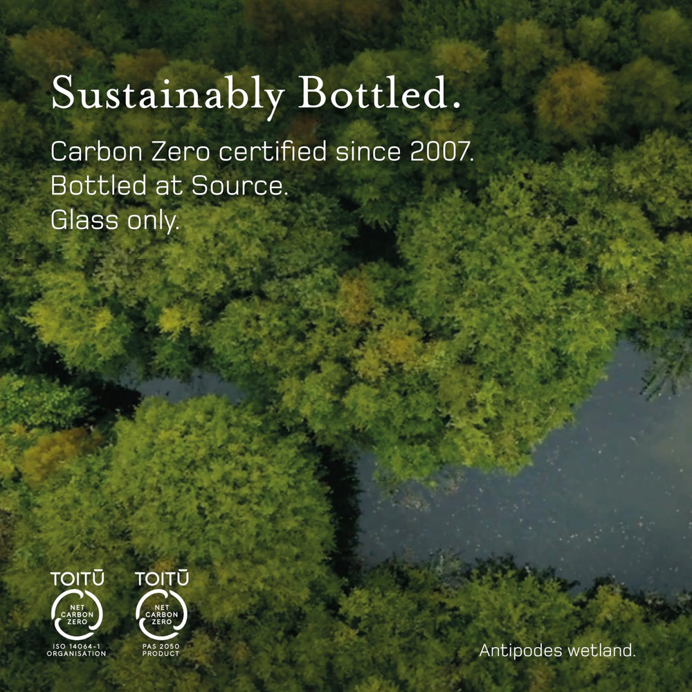 Antipodes bottle held in hand to show 1L scale and convenient serving size benefit