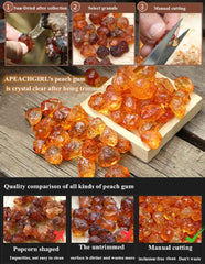 APEACHGIRL close-up of raw peach gum nuggets highlighting clean sorting