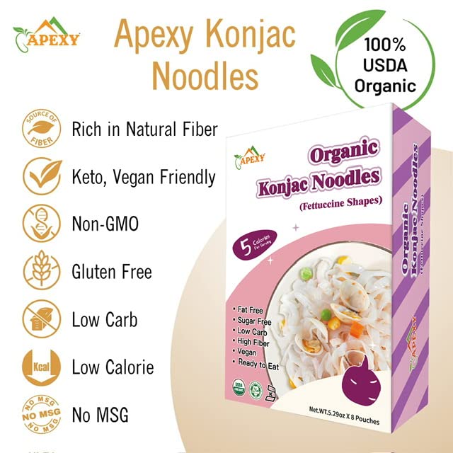 APEYX close-up konjac noodle texture highlighting chewy mouthfeel