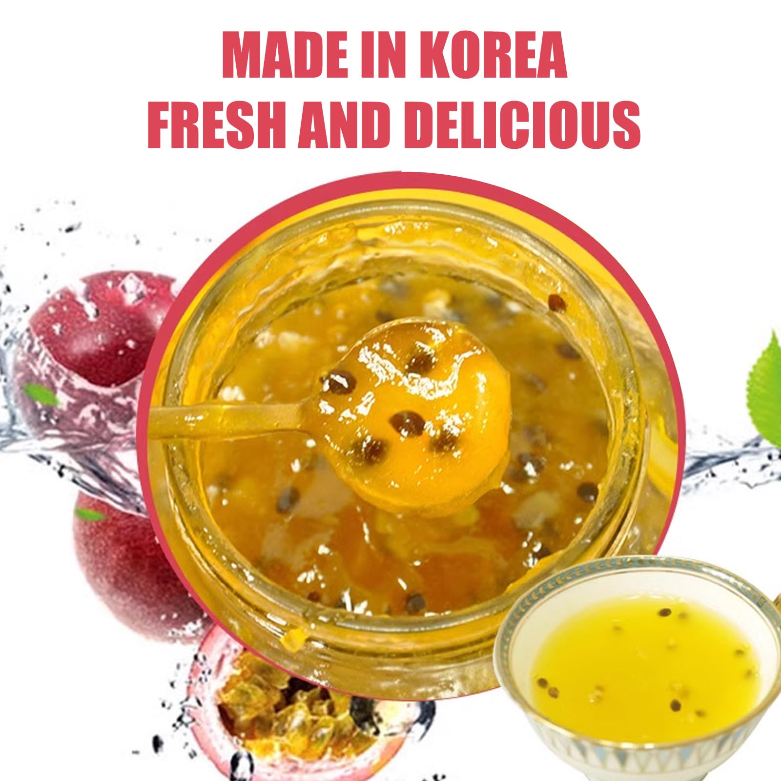 APEYX iced passion fruit drink in tall glass offering refreshing coolness benefit