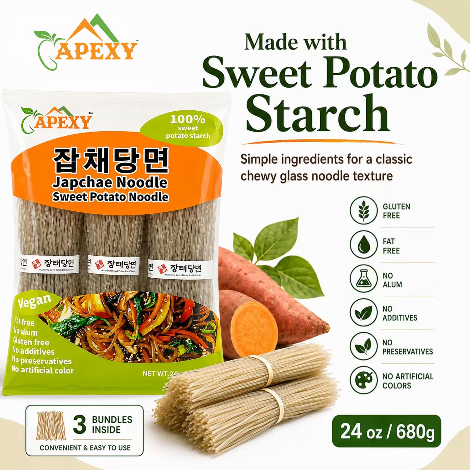 APEXY product label and ingredients highlighting additive-free purity benefit