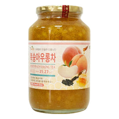 APEXY front jar view showing peach oolong tea base and clean labeling benefit