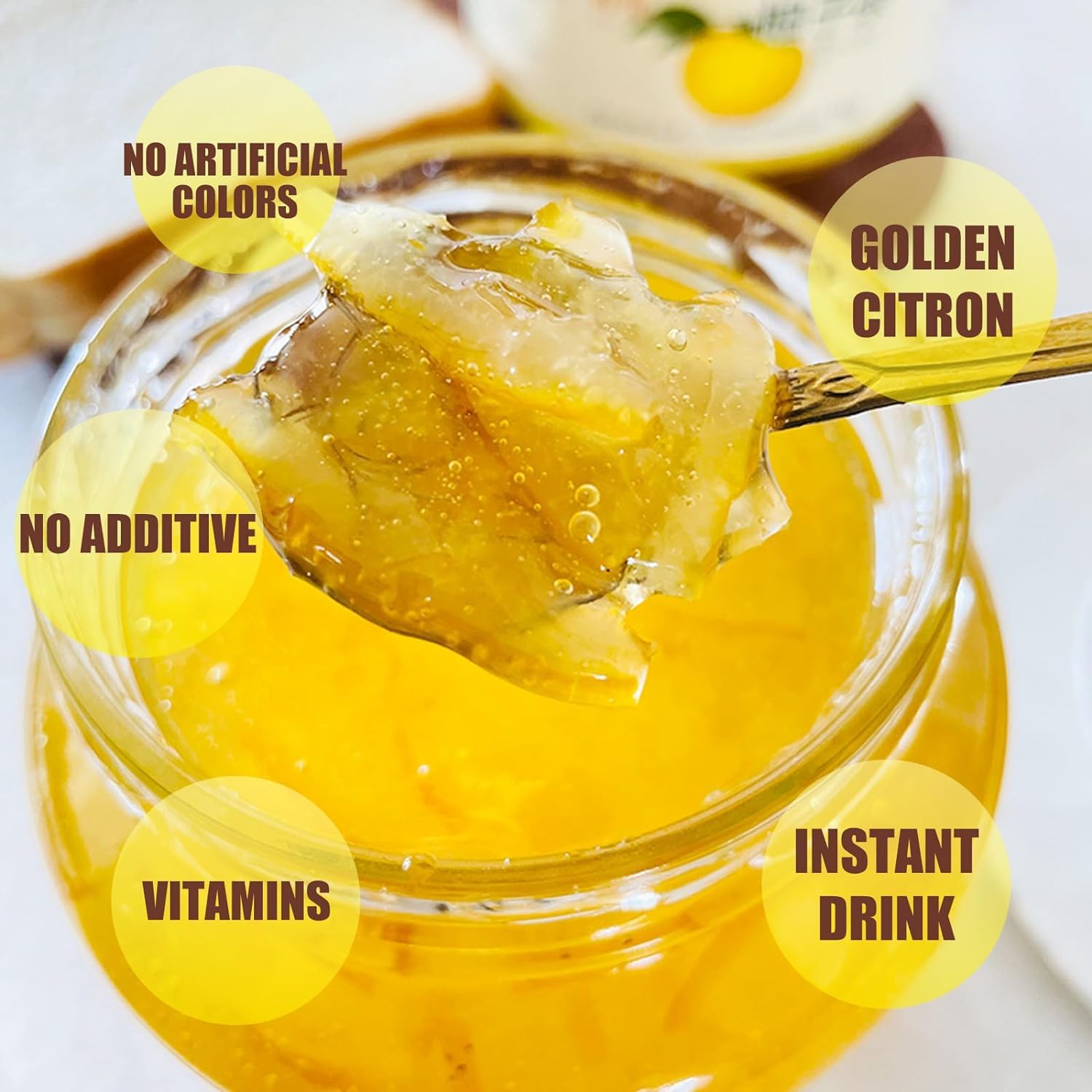 Apexy prepared hot yuja tea in a mug, delivers soothing warmth benefit