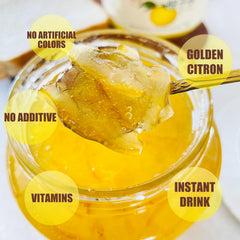 Apexy prepared hot yuja tea in a mug, delivers soothing warmth benefit