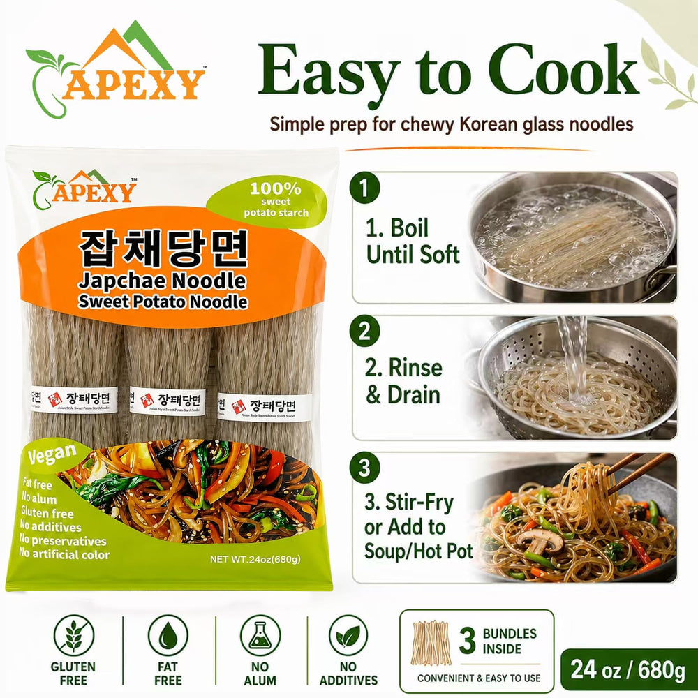 APEXY noodle bowl in soup demonstrating quick cooking and versatility benefit
