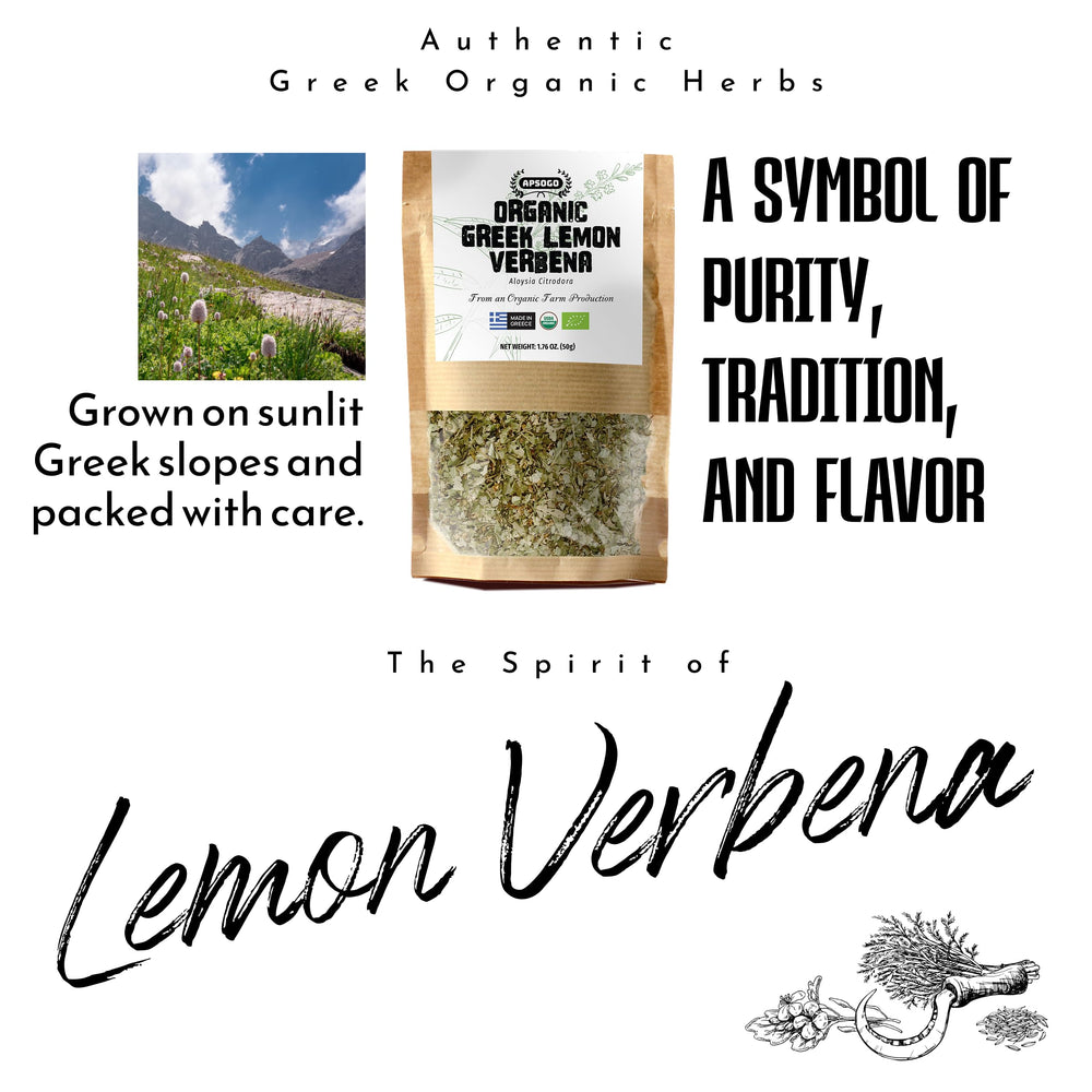 APSOGO iced lemon verbena in glass with lemon slice, refreshing caffeine-free beverage option
