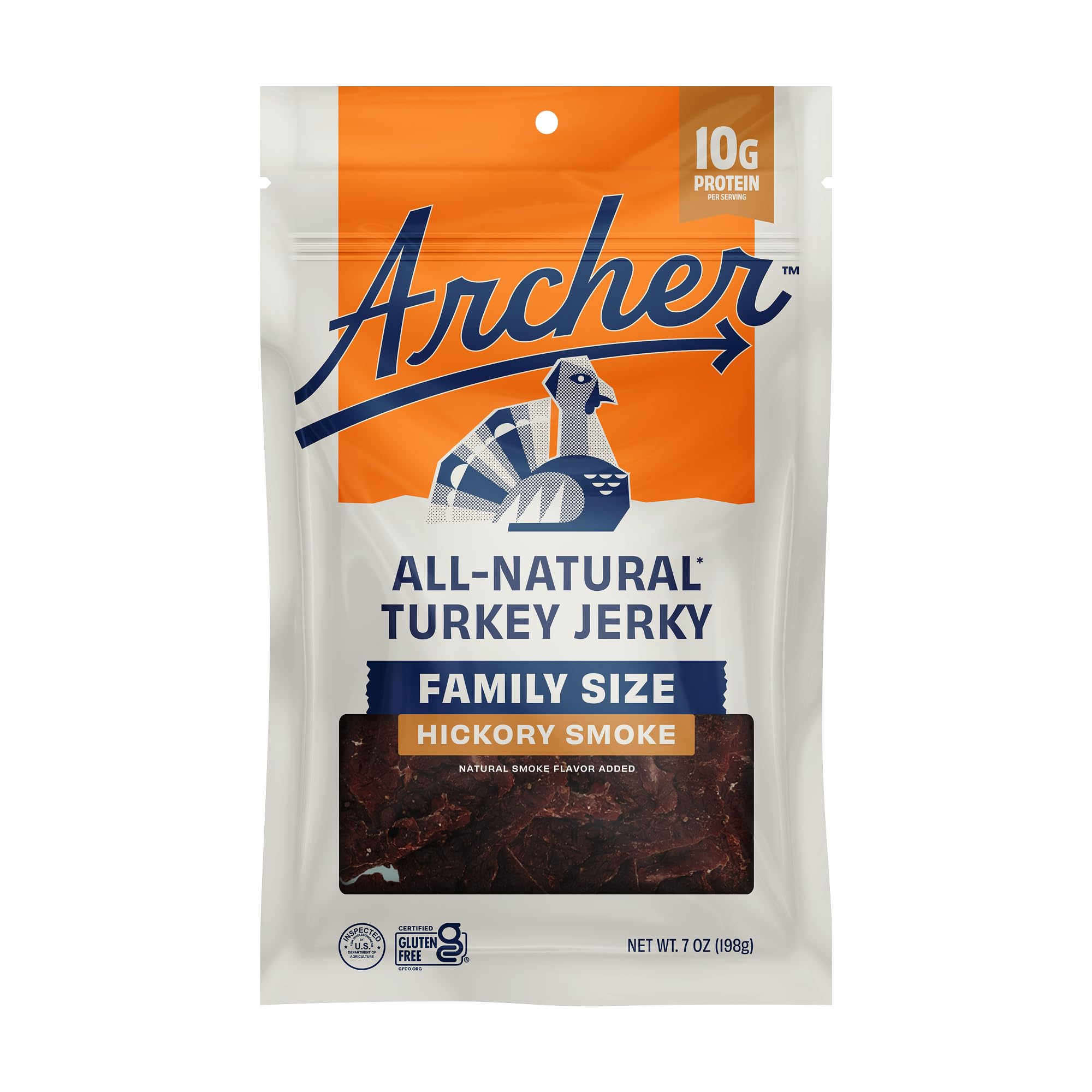 archer jerky front packaging shows label and resealable bag for convenience