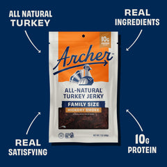 archer jerky in use on a hiking trail pouch open for portable protein