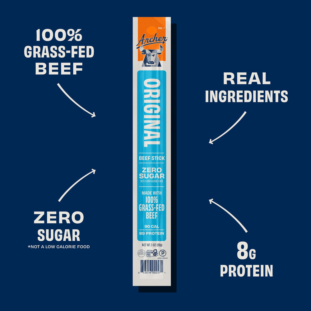 Individually wrapped Archer Jerky stick ready to grab for on-the-go fuel