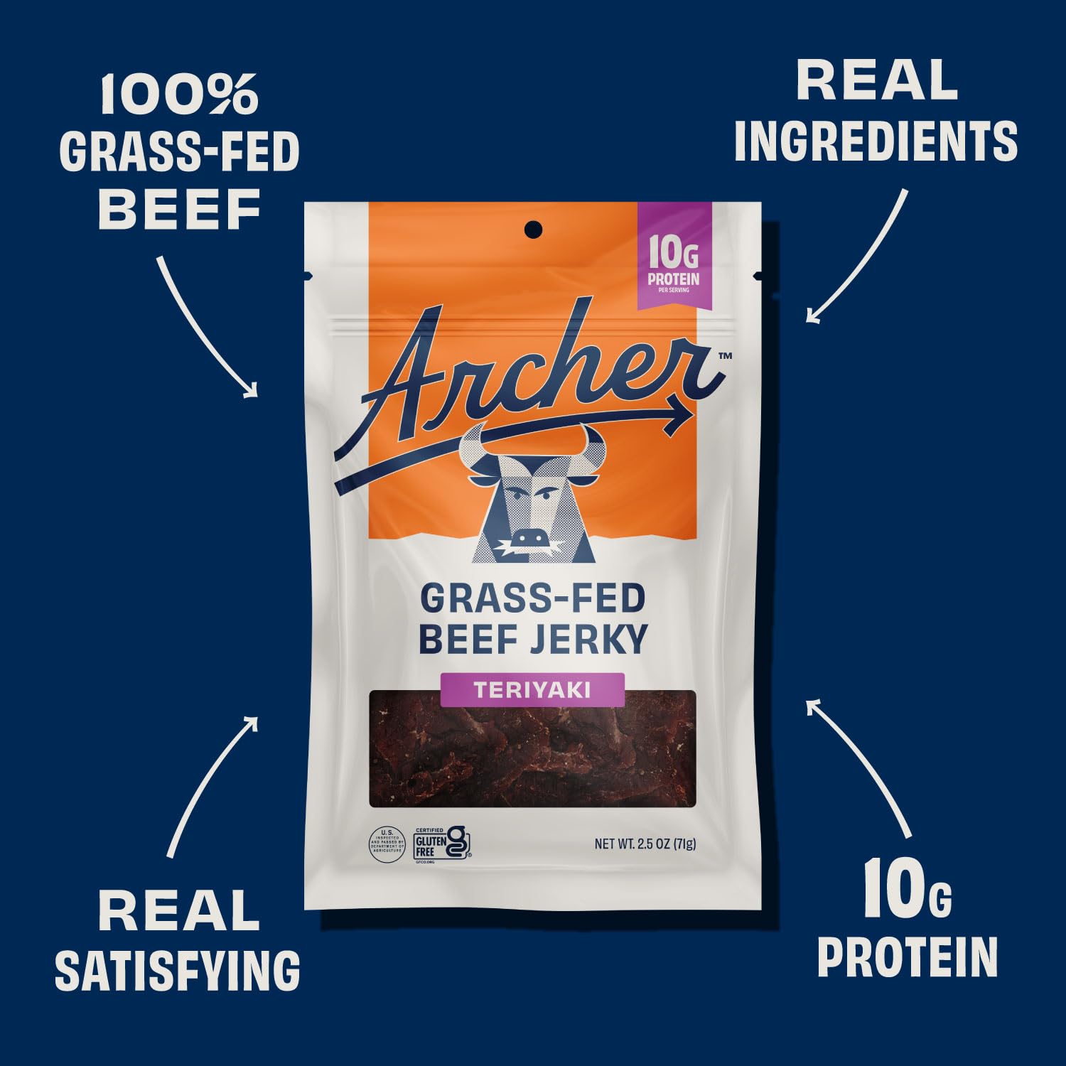 archer jerky served on a wooden board showing natural ingredients and taste