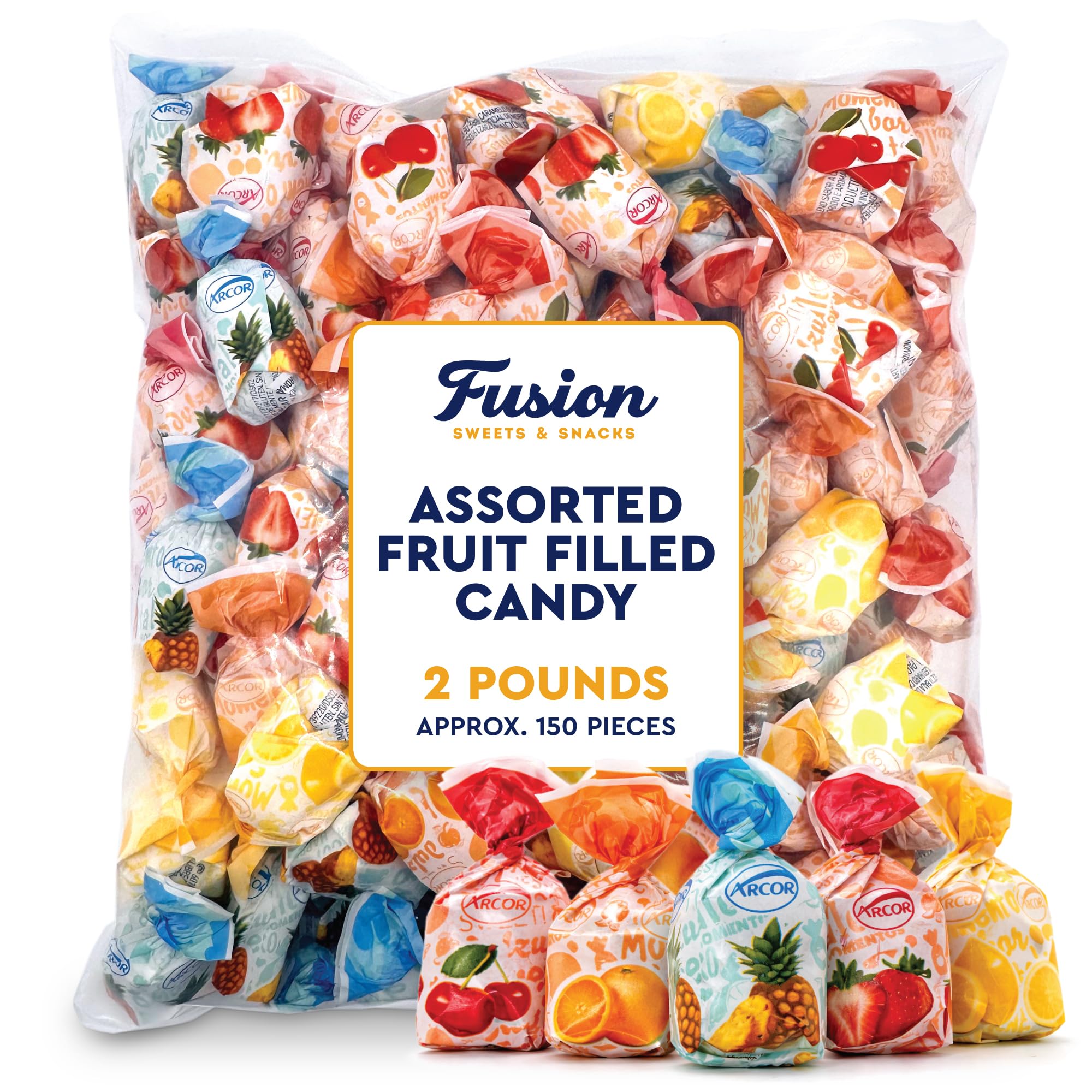 Arcor wrapped candy piece close-up highlighting individual freshness and convenience