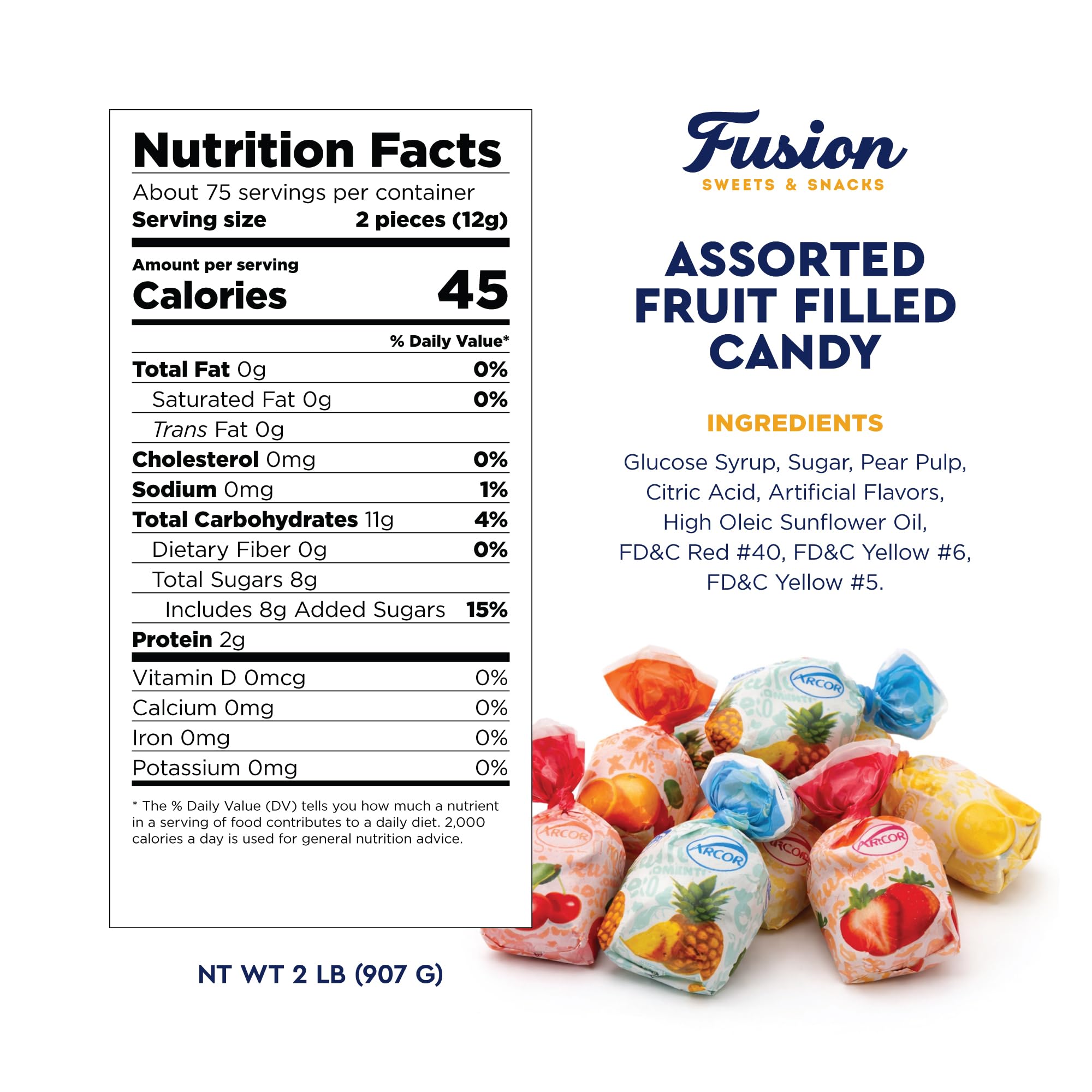 Arcor candy held next to hand to show size and portion per piece for sharing