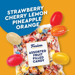 Arcor two unwrapped candies showing hard shell and soft fruit center for texture contrast