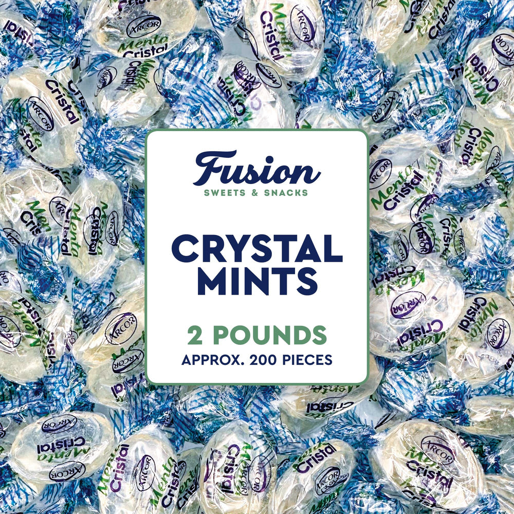 Arcor crystal blue mint front packaging showing bag and brand freshness
