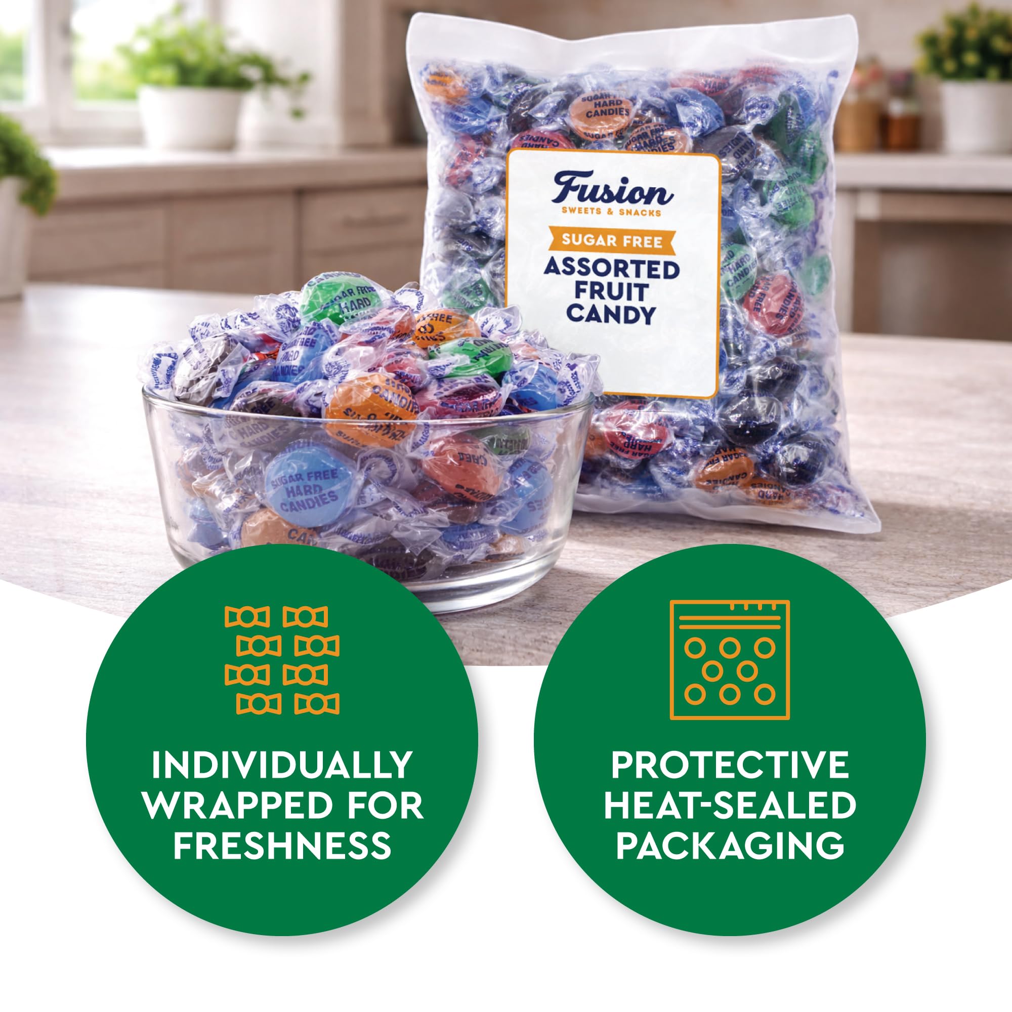 Fusion Sweets Arcor individually wrapped piece showing portable freshness benefit