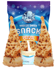 Arctic Farms front packaging showing two freeze-dried cheese pizza slices, convenient snack