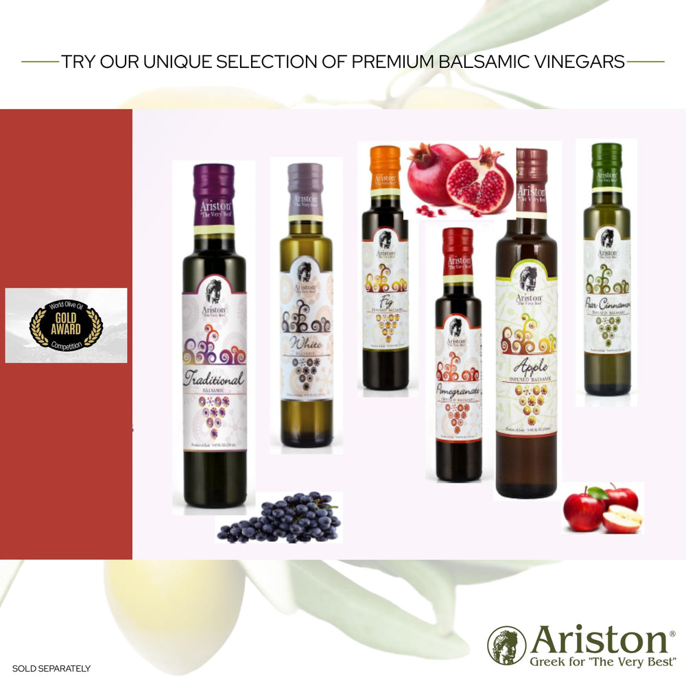 Ariston bottle displayed with grapes to emphasize authentic Italian ingredients