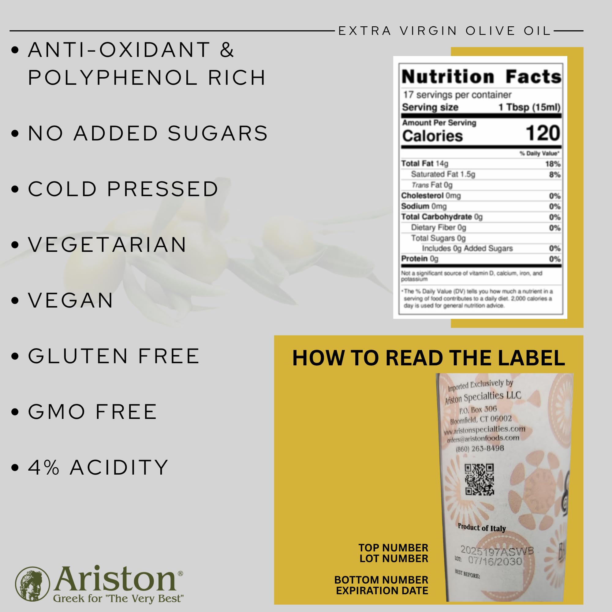 Ariston oil pouring close-up highlighting silky texture and flavor