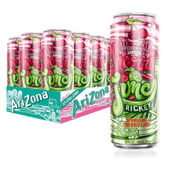 AriZona front can showing Cherry Lime Rickey label and easy identification benefit