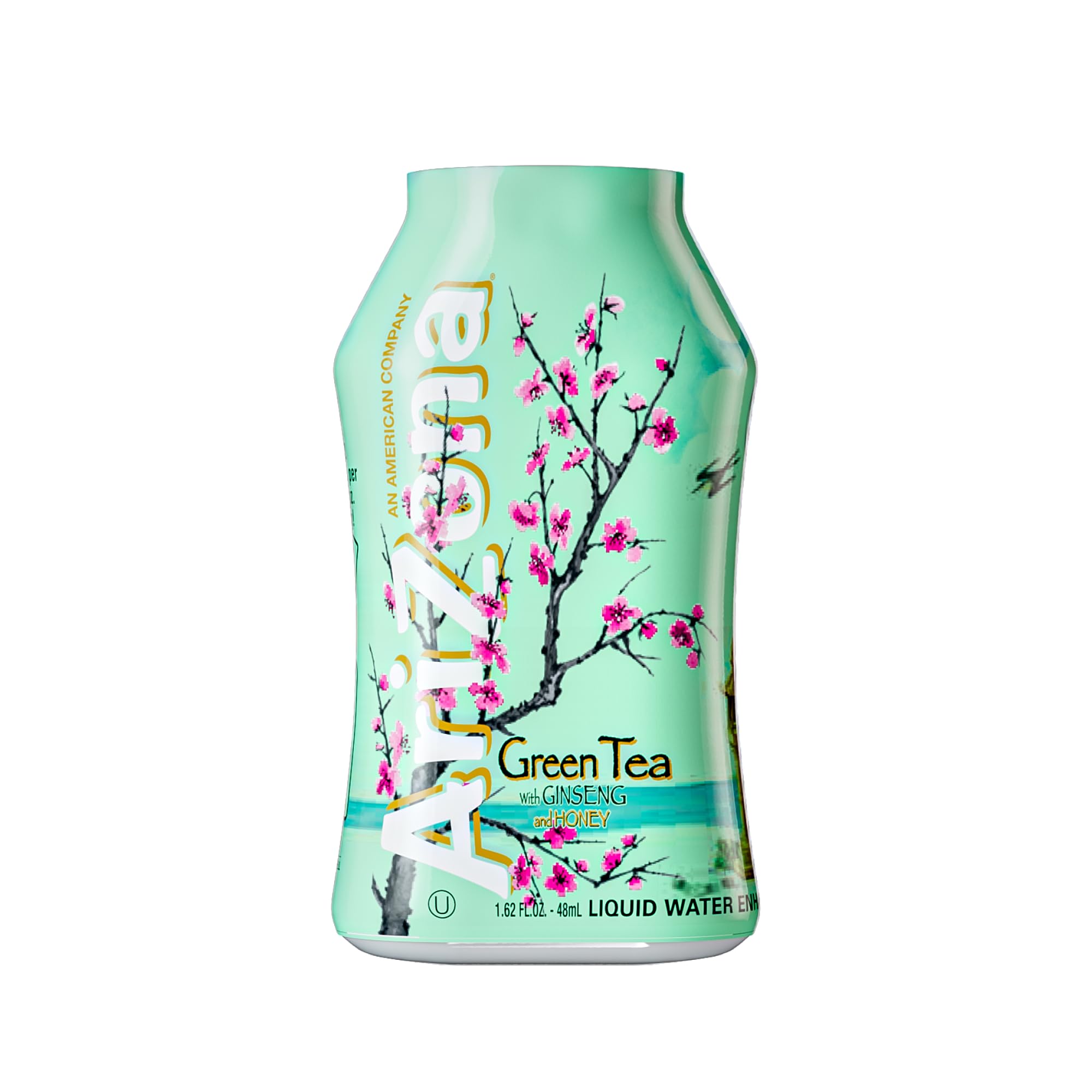 AriZona bottle front packaging showing green tea flavor and travel-sized benefit