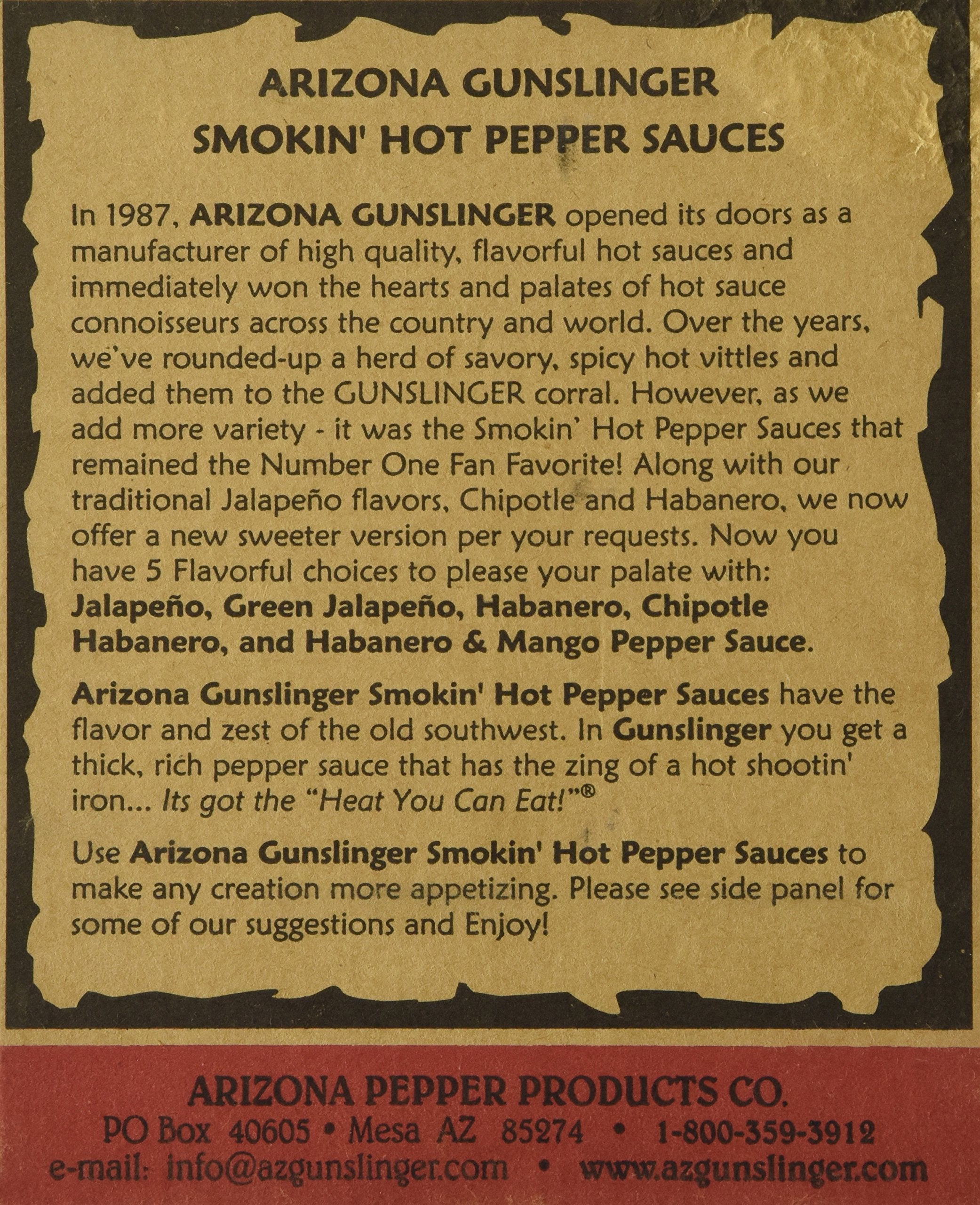 Arizona Gunslinger close-up of label and sauce texture, highlights flavor clarity and appeal