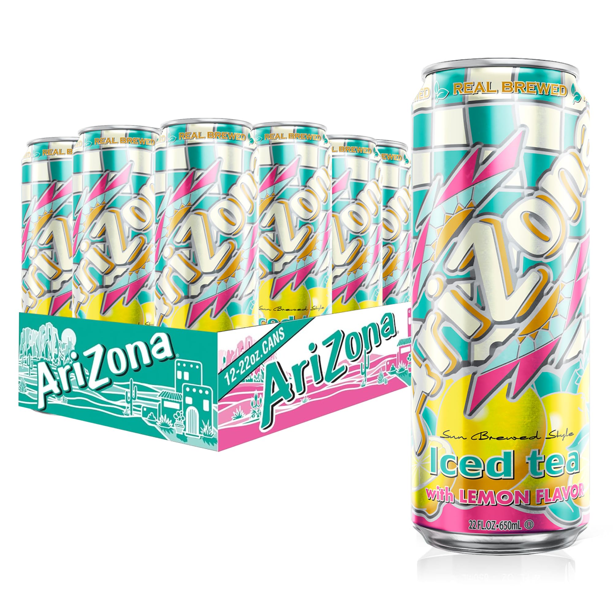 AriZona Lemon Tea front can view showing label and big can convenience