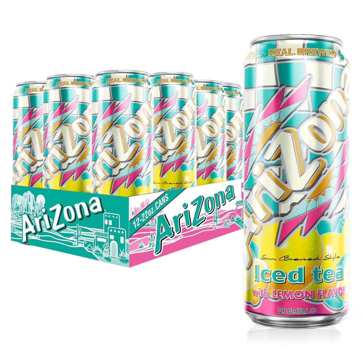 AriZona Lemon Tea front can view showing label and big can convenience