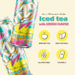 AriZona Lemon Tea close-up of can surface highlighting packaging detail