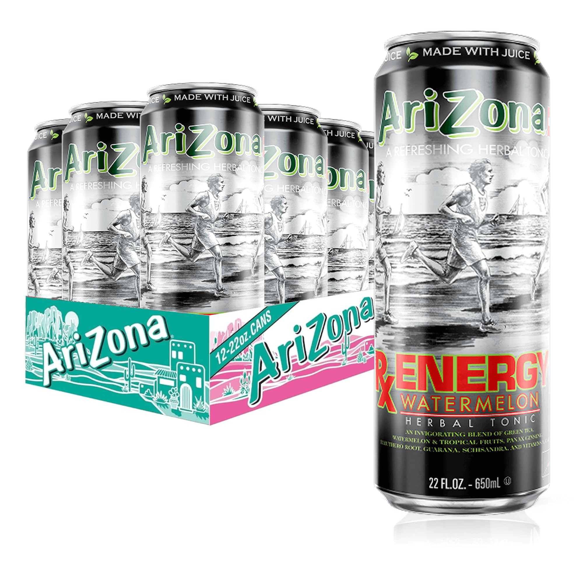 AriZona RX Energy Watermelon front can showing branding and can size for quick recognition