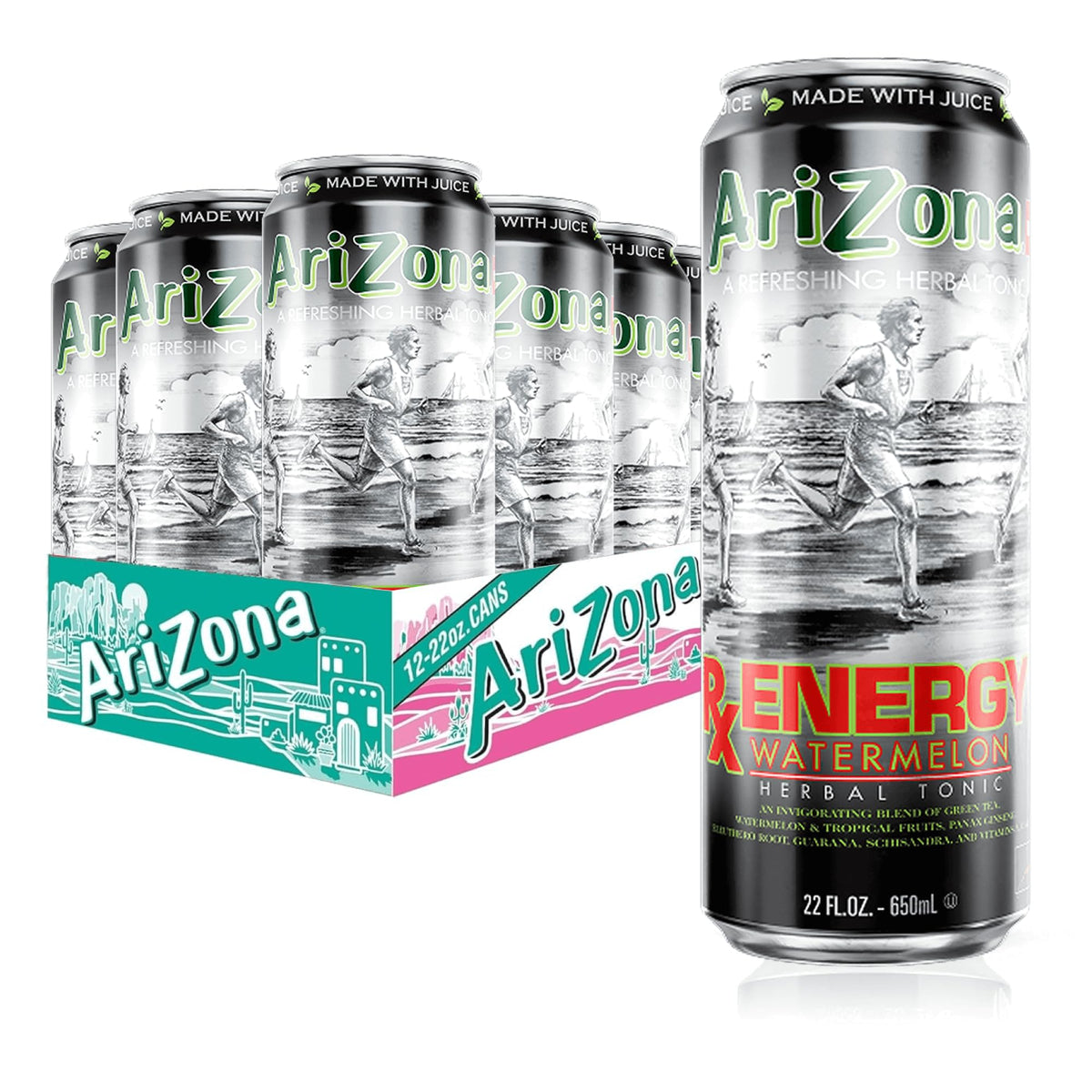 AriZona RX Energy Watermelon front can showing branding and can size for quick recognition