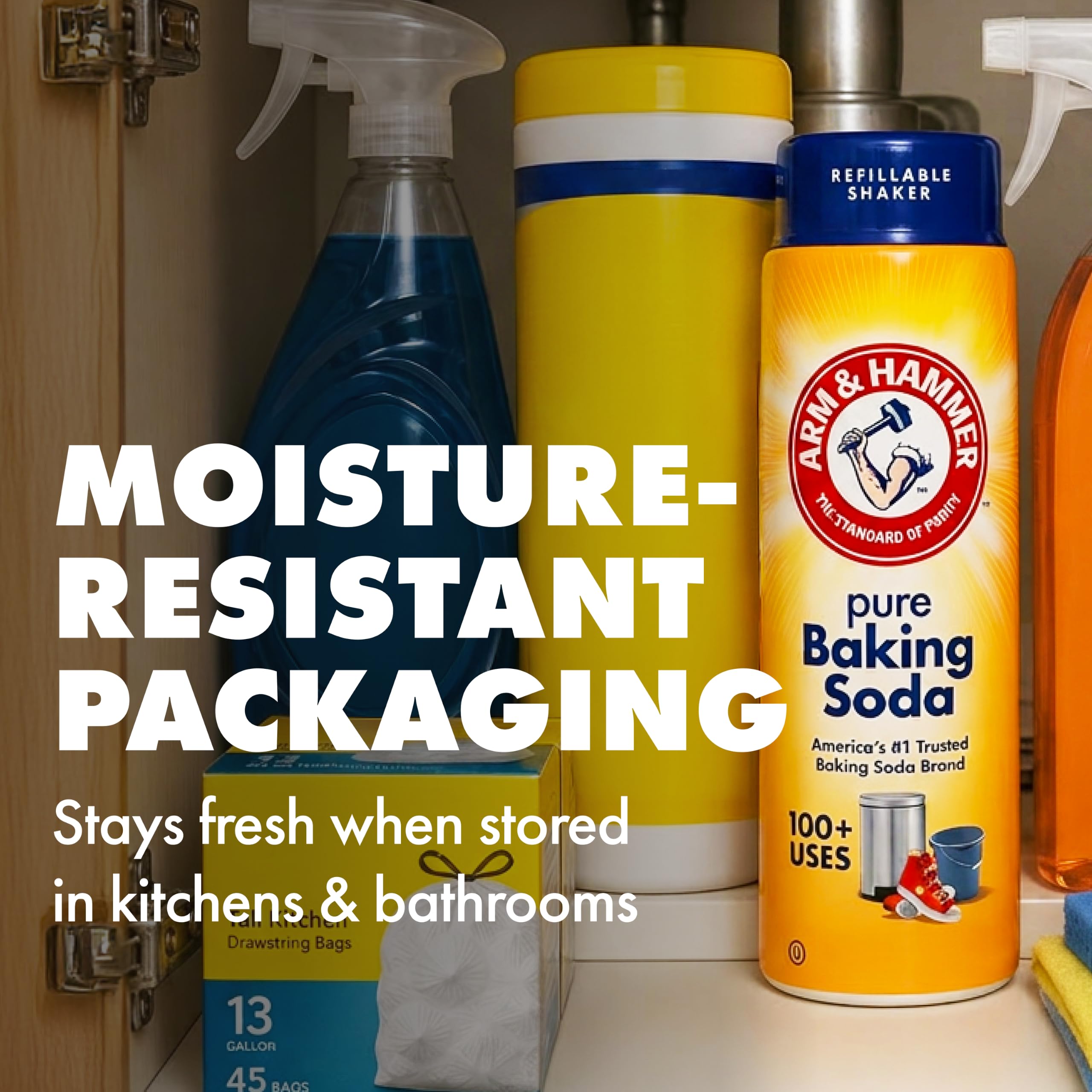Pack of six Arm & Hammer shakers boxed together for home refills and storage