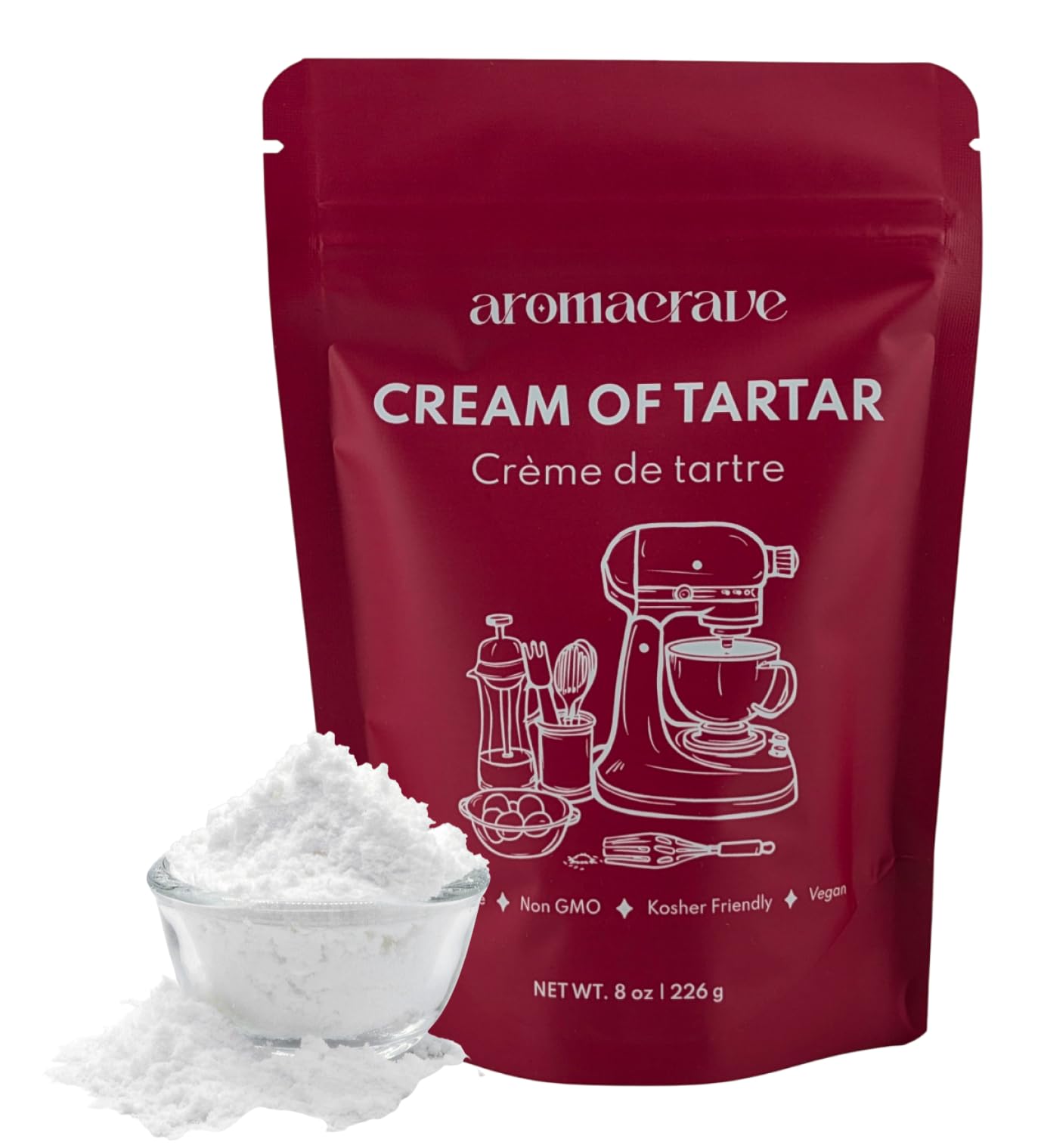 AROMACRAVE front packaging jar showing brand and weight for reliable pantry storage