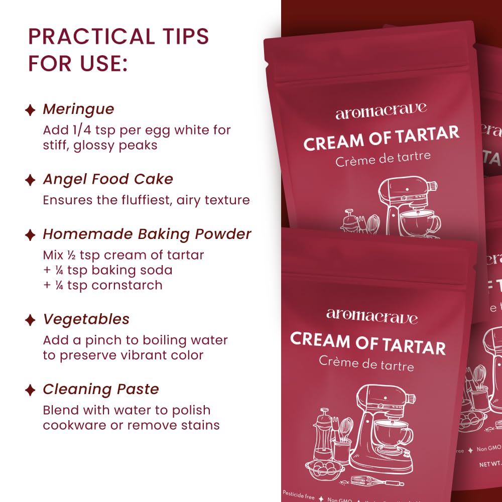 AROMACRAVE measured spoon of cream of tartar showing precise dosing for recipes